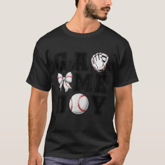 T-shirt Baseball Coquette Bow Cute Gameday Cheval Maman Sp