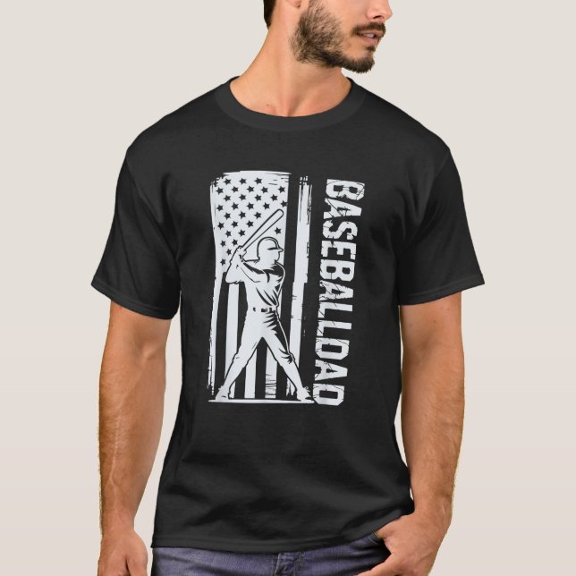 T-shirt Baseball DAD USA American Flag Père Jour 4 (Devant)