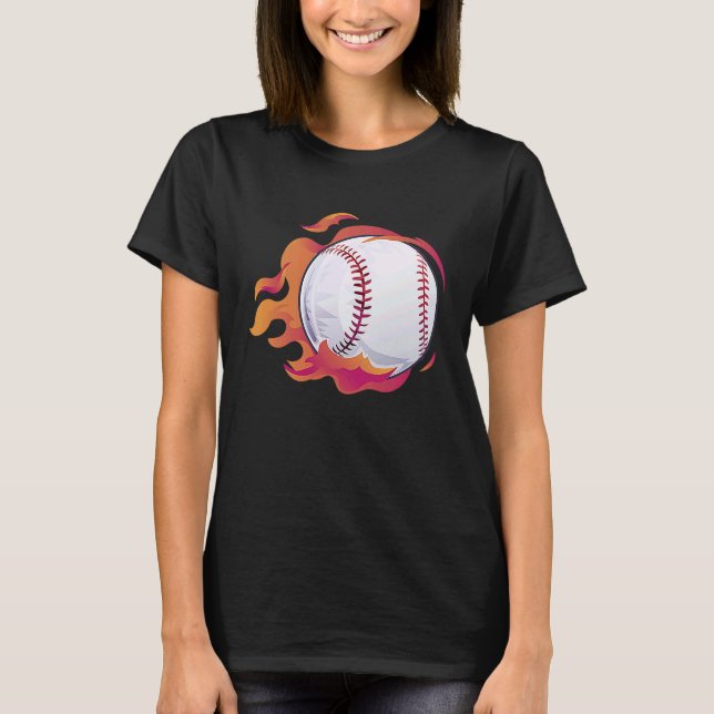 T-shirt Baseball Flame Cute Baseball Player Coach Athlete (Devant)