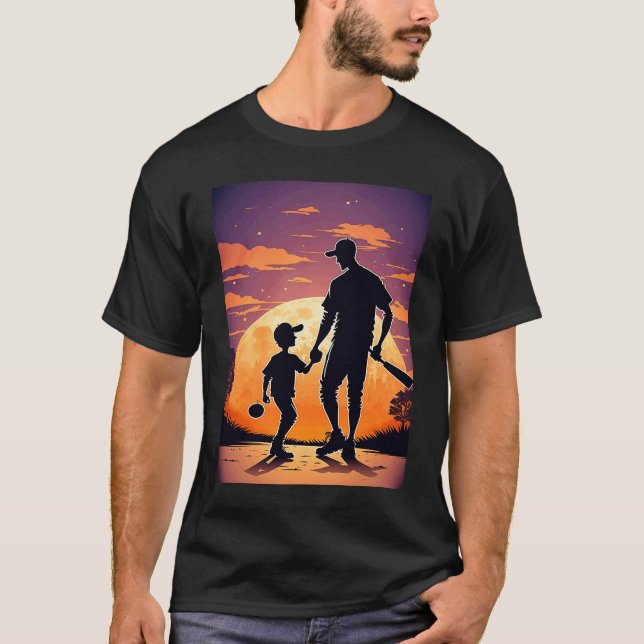 T-shirt Baseball Game Fans Father and Son Playing Baseball (Devant)