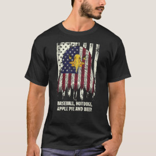 T-shirt Baseball Hotdogs Apple Pie Bière 4 juillet