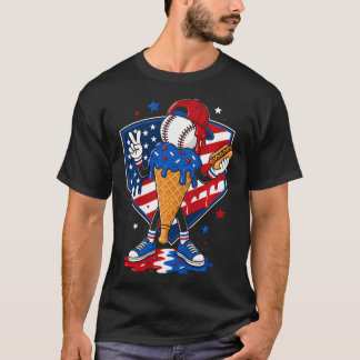 T-shirt Baseball Ice Cream Drip Garçons Jeunesse Drapeau A