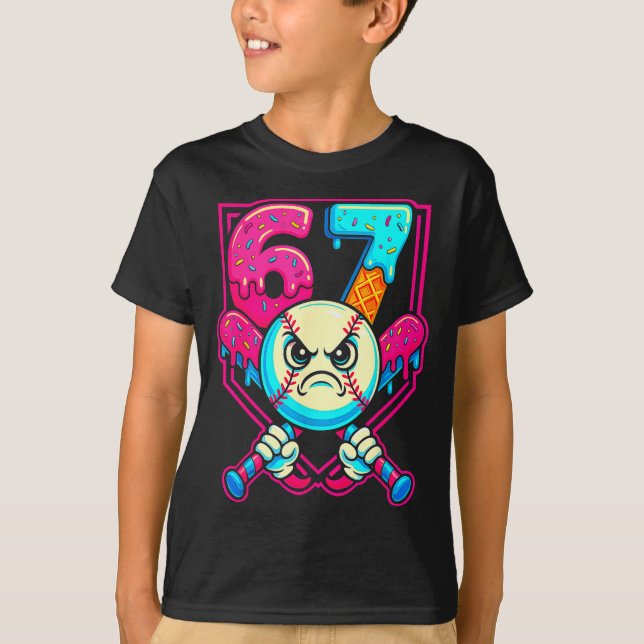 T-shirt Baseball Ice Cream Drip Number 67 Six Seven Meme 6 (Devant)