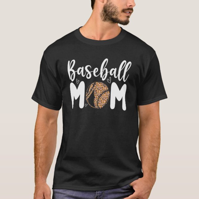 T-shirt Baseball Leopard Cheetah Pattern Baseball Mom 5 (Devant)