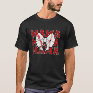 T-shirt Baseball Mama Coquette Pink Bow Mothers Day Baseba