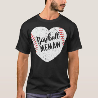 T-shirt Baseball Memaw Retro Heart Baseball Grand-mère