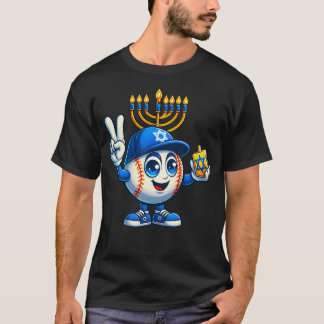 T-shirt Baseball Menorah Dreidel Jewish Hanukkah Womens Me