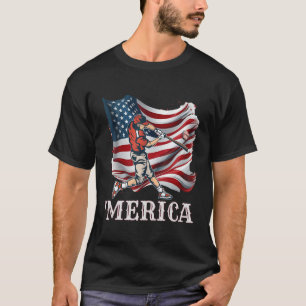 T-shirt Baseball Merica Patriotique 4 juillet Drapeau amér