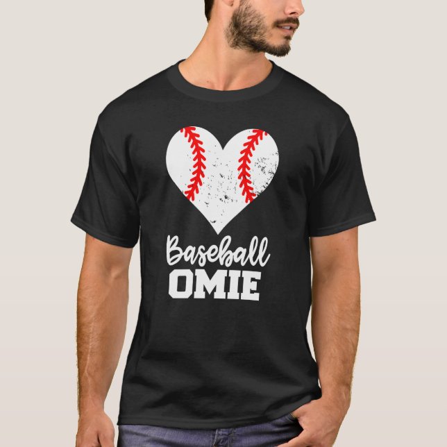 T-shirt Baseball Omie Baseball Heart Grandma Omie (Devant)