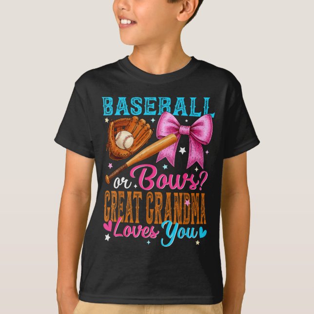 T-shirt Baseball Or Bows Great Grandma Loves You Gender Re (Devant)