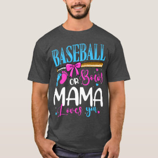 T-shirt Baseball ou Bows Mama vous aime Gende Rose ou Bleu