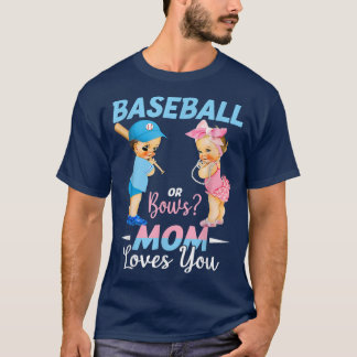 T-shirt Baseball Ou Bows Maman Vous Aime Bébé Genre Révéle