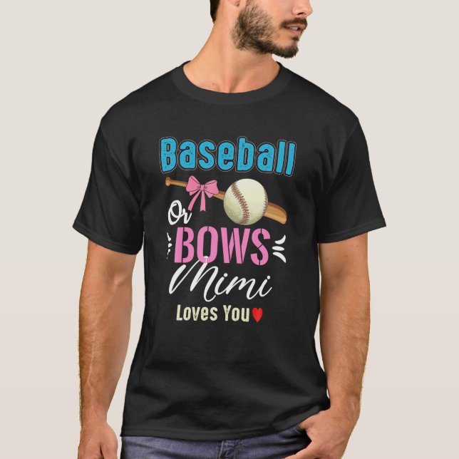 T-shirt Baseball Ou Bows Mimi Vous Aime Révéler Le Sexe (Devant)