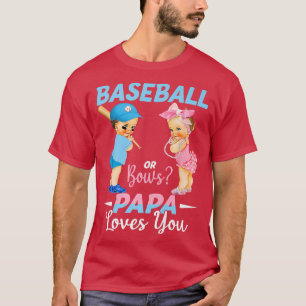 T-shirt Baseball Ou Bows Papa Vous Aime Bébé Genre Révéler