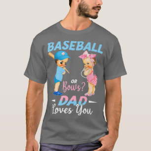 T-shirt Baseball Ou Bows Papa Vous Aime Bébé Genre Révéler