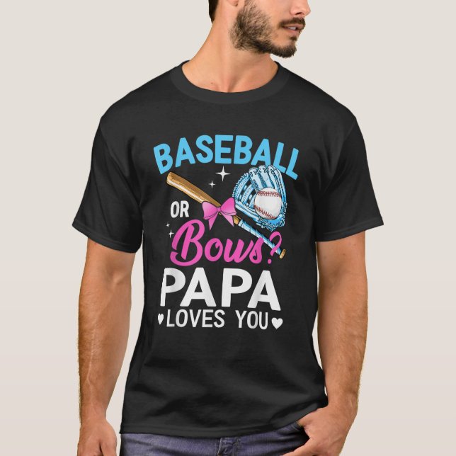T-shirt Baseball Ou Bows Papa Vous Aime Révéler Le Sexe (Devant)