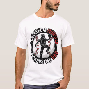 T-shirt Baseball Papa Monstre Vintage Catcher Conception d