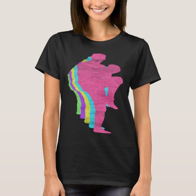 T-shirt Baseball Pitcher Throw Player 80s Colors 1980s (Devant)