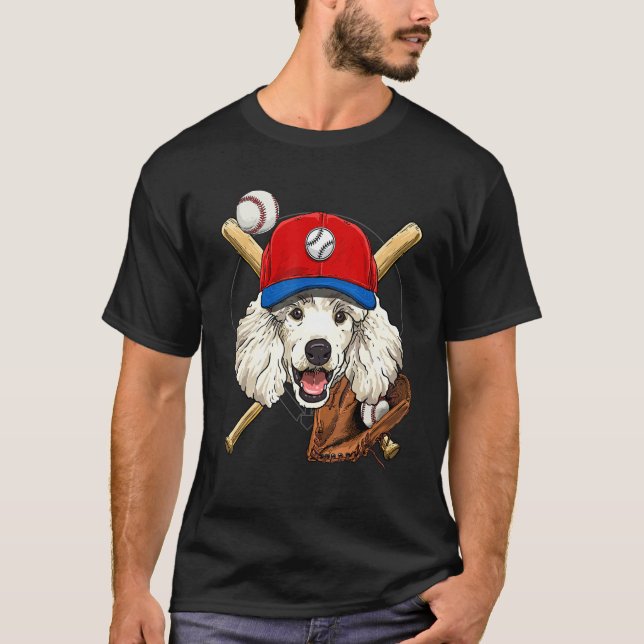 T-shirt Baseball Player Coaches Poodle Dog  Catcher Pitche (Devant)