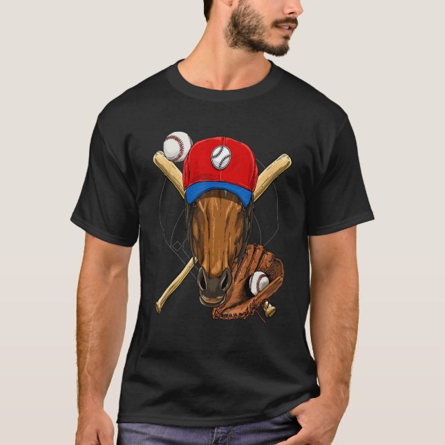 T-shirt Baseball Player Horse  Pitcher Catcher Baseball Co (Devant)