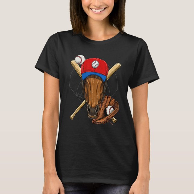 T-shirt Baseball Player Horse  Pitcher Catcher Baseball Co (Devant)