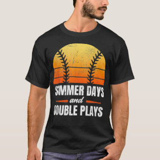 T-shirt Baseball Retro Vintage Sunset Été Double Jouer A