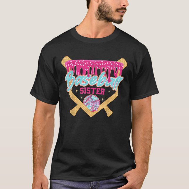 T-shirt Baseball Sister Drip Ice Cream Baseball Game Day  (Devant)