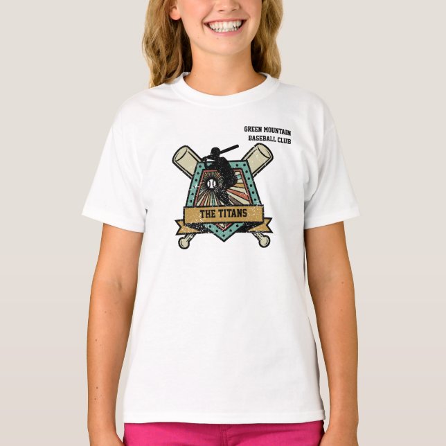 T-shirt Baseball Softball Club Équipe Ligue Nom Numéro (Devant)
