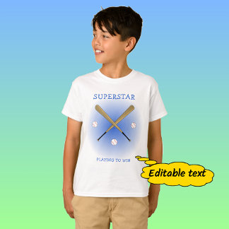 T-shirt Baseball star texte personnalisé chauves-souris cr
