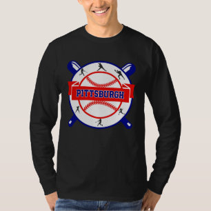 T-shirt Baseball Vintage Pittsburgh Cityscape Hommes Femm
