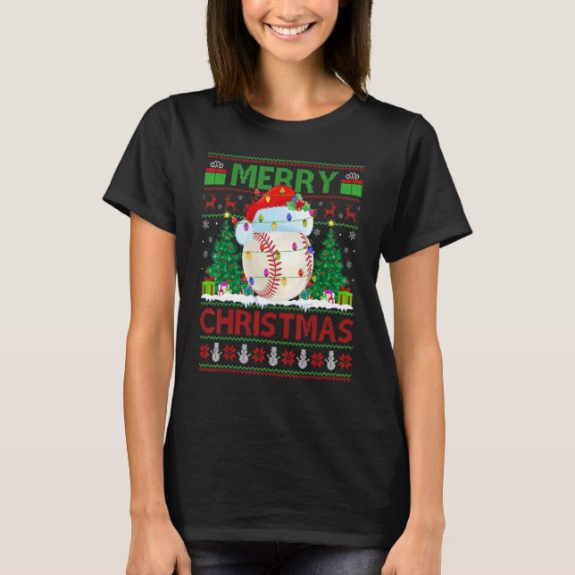 T-shirt Baseball   Xmas Tree Ugly Santa Baseball Christmas (Devant)