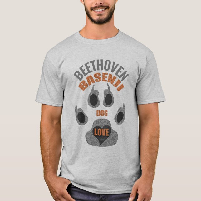 T-shirt Basenji Chien race amour avec nom Paw (Devant)