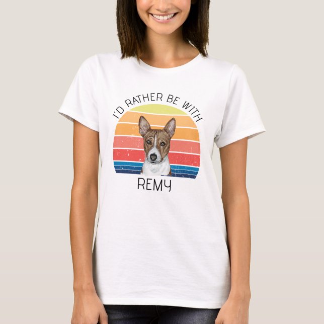 T-shirt Basenji Je Préférerais Être Avec Un Nom Personnali (Devant)