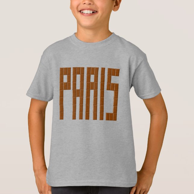 T-shirt basique acier  pour enfants PARIS CHOCOLAT (Devant)