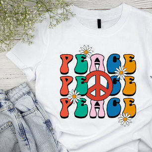 T-shirt basique de la femme Retro Peace des années