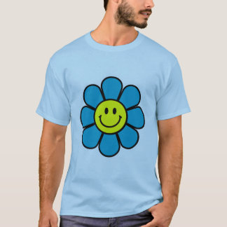 T-Shirt Basique Fleur (Bleu)