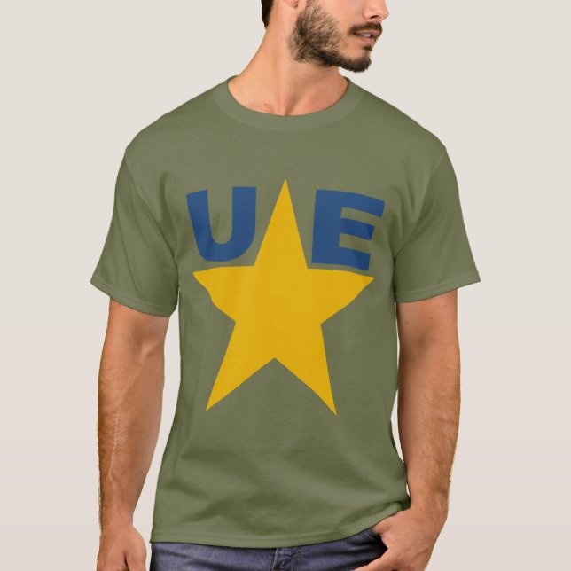 T-shirt basique foncé vert kaki  Design  UE (Devant)