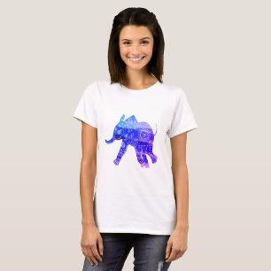 T-shirt basique pour éléphant Mandala, blanc