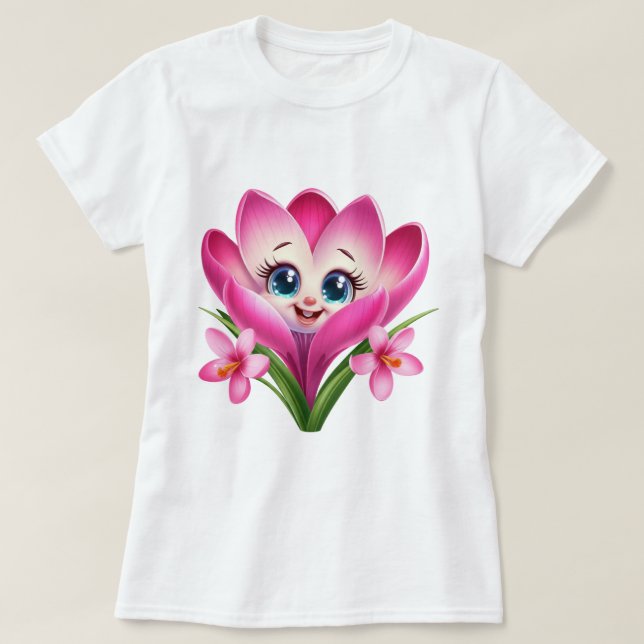 T-shirt basique pour femmes à fleurs mignonnes (Design devant)