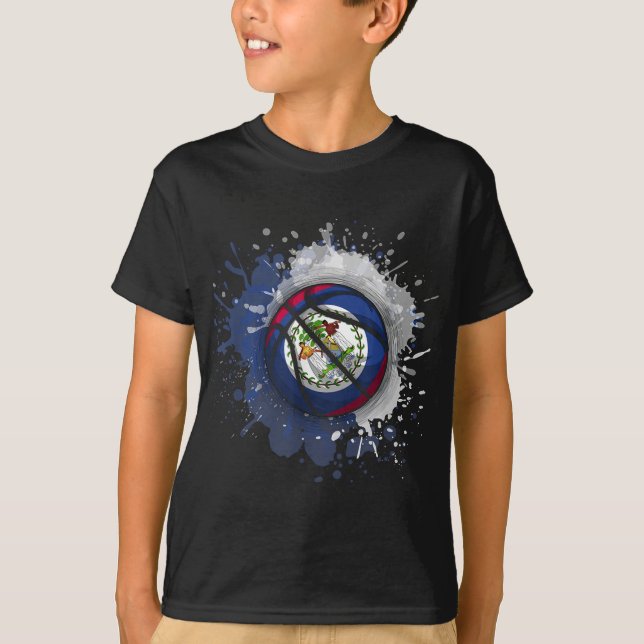 T-shirt Basket-ball avec drapeau du Belize (Devant)