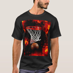 T-shirt Basket-ball, balle et flammes