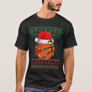 T-shirt Basket-ball de Noël moche Sweater Santa Hat