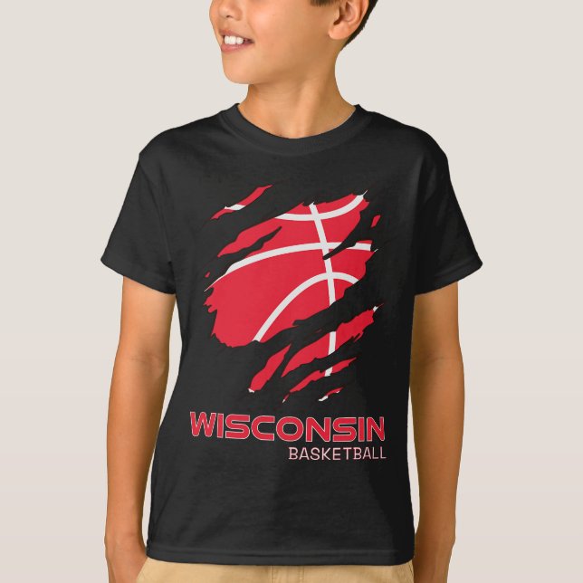 T-shirt Basket-ball en détresse Le Badger State Home Wisco (Devant)