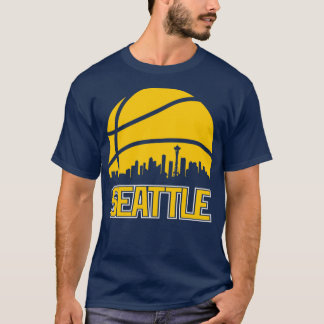 T-shirt Basket-ball Retro Sonics Seattle City Skyline