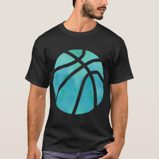 T-shirt Basket-ball Turquoise Aquarelle Cadeau Pour Une Fi