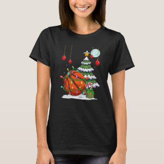 T-shirt Basket de Noël décorer les lumières des arbres lun