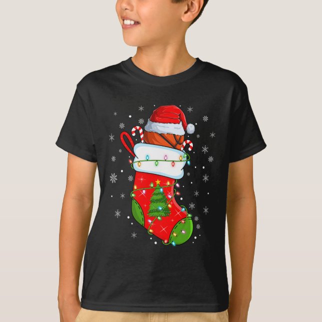 T-shirt Basket Funny Dans Chaussettes De Noël Père Noël Li (Devant)