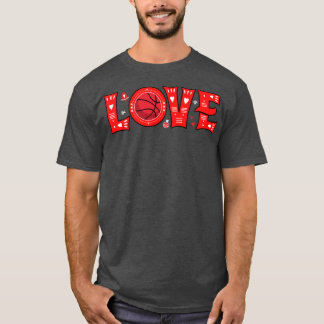 T-shirt Basketball Amour Coeur Plaid Funny Basketball Vale