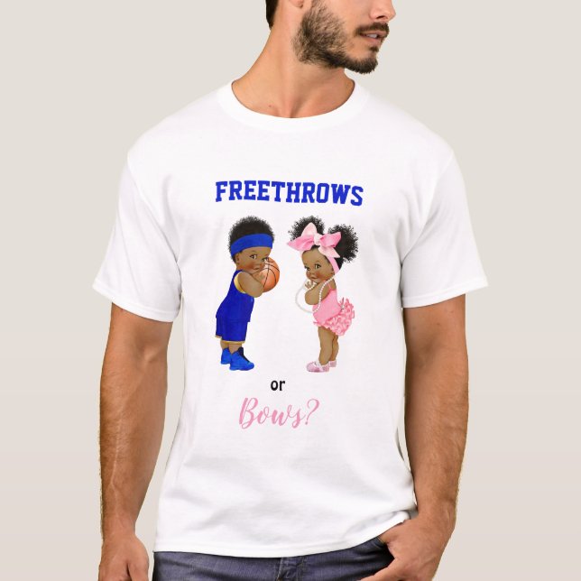 T-shirt Basketball Bows Baby Boy Girl Gender Reveal (Devant)