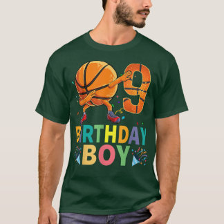 T-shirt Basketball d'anniversaire 9 ans avec dabbing Enfan